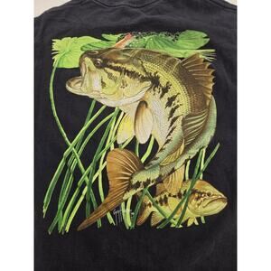 Guy Harvey Men's Black Bass Fish Graphic Pocket T-Shirt Size L Original AFTCO